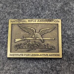 VINTAGE National Rifle Association NRA Belt Buckle America Founded By Gun Owners